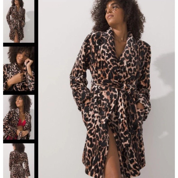 Soma Plush Leopard Robe Divine Print Cheetah Animal Fierce Feline New NWT S/M - Picture 1 of 3